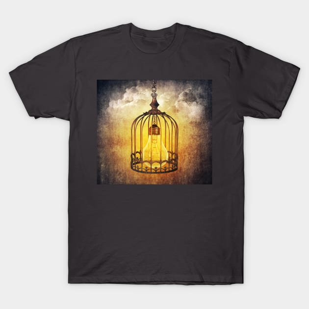 lightbulb in cage T-Shirt by psychoshadow